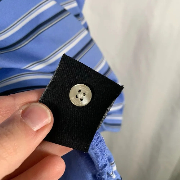 Bolle Golf Men’s XL Blue Striped Polo Short Sleeve Tech Collared Button - Picture 6 of 8